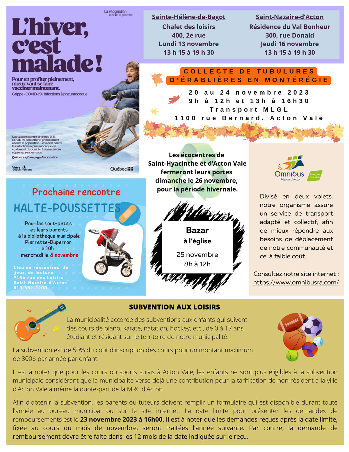 Feuilles vertes Novembre 2023 Municipalité de SaintNazaire d'Acton